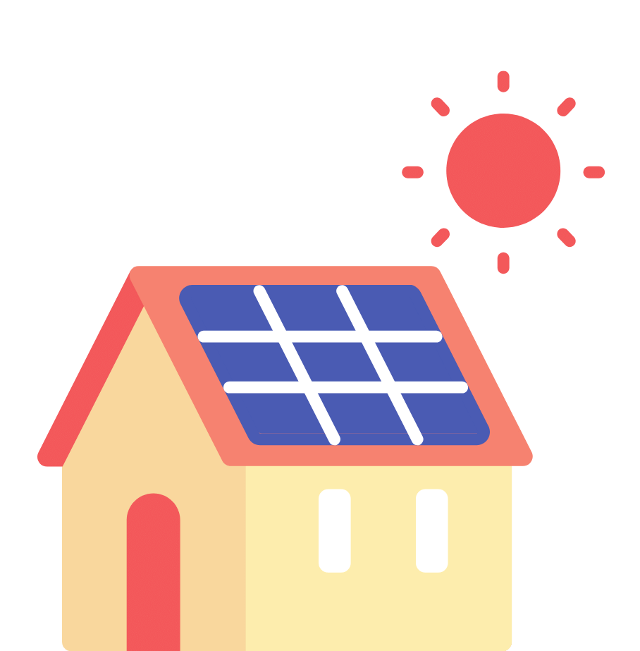 Cartoon icon of house with sun